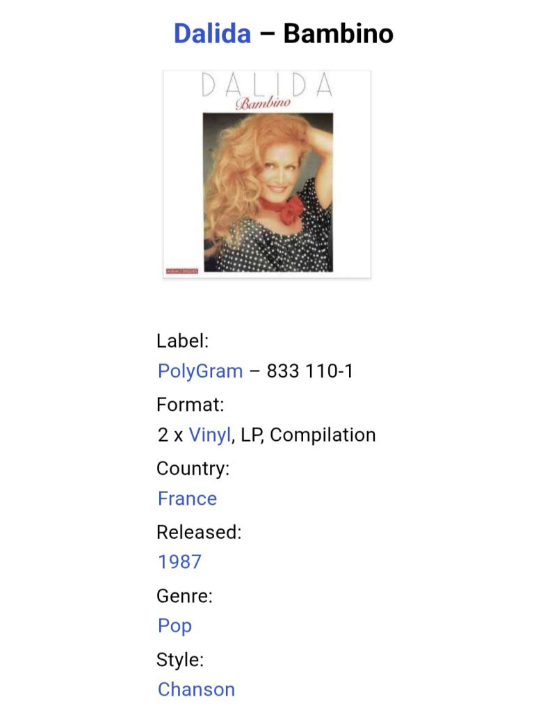 Dalida - Bambino. Greatest Hits - 1957-68.  (2LP). 12. Vinyl. Пластинки. France. S/S. - фото фото фото 2