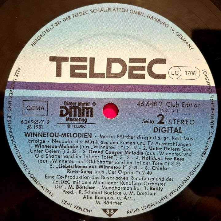 Martin Bottcher - Winnetou Melodien. Soundtrack - 1981.  (LP). 12. Vinyl. Пластинка. Germany. - фото фото фото 3