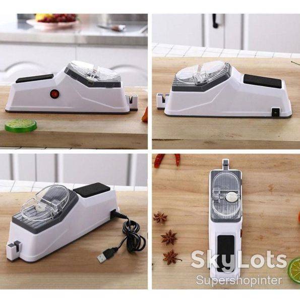 Электрическая точилка для ножей Electric Knife Sharpener от USB, Белый / Профессиональная электроточилка / Ножеточка - фото фото фото 2