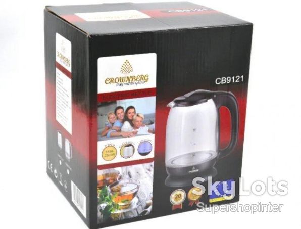 Электрический дисковый стеклянный чайник Crownberg CB 9121 1800 Вт электрический чайник с подсветкой - фото фото фото 2