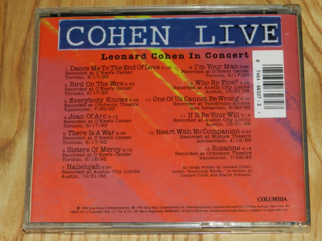 CD  Cohen - Live / Leoard Cohen in Concert - фото фото фото 4