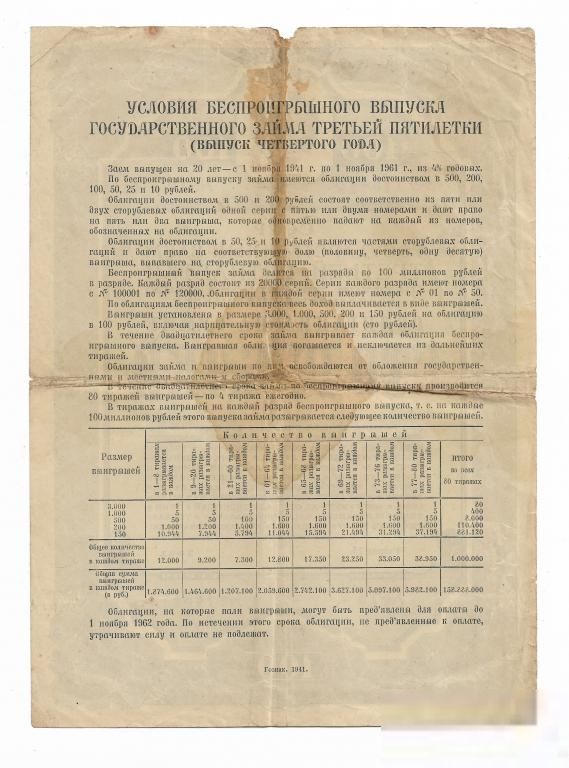 100 рублей заем, облигация 1941 СССР Третья пятилетка - фото фото фото 1