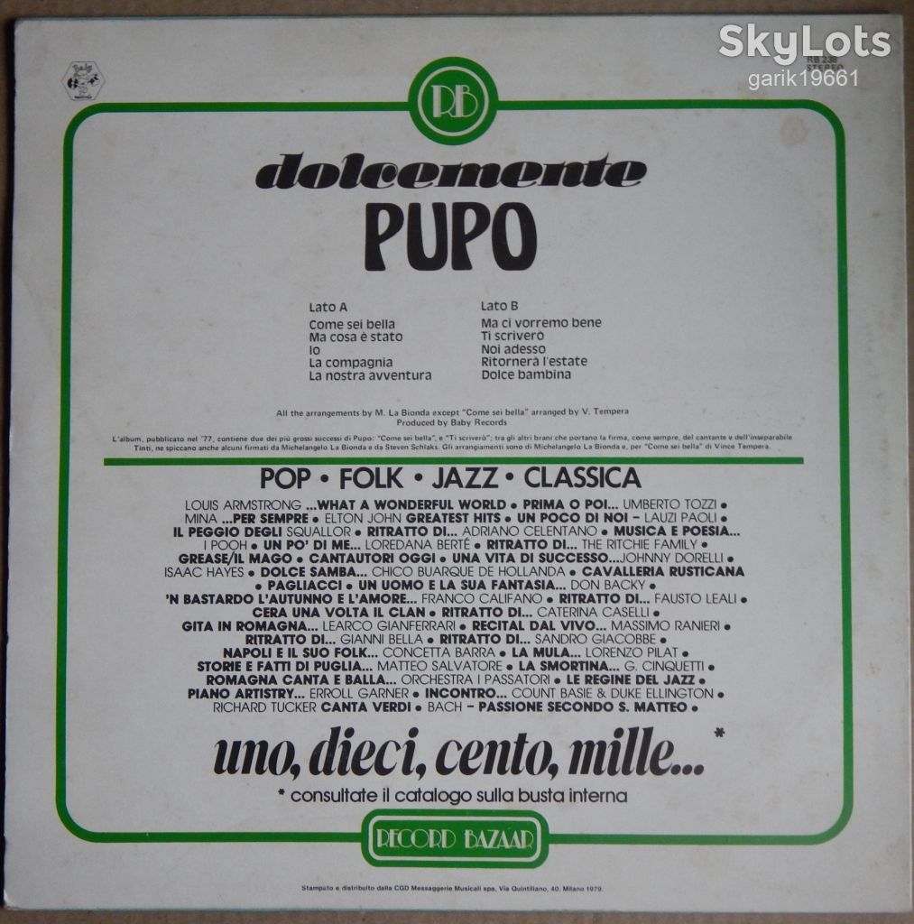 Pupo – Dolcemente  (Record Bazaar – RB 238, Italy) EX+/EX+ - фото фото фото 1