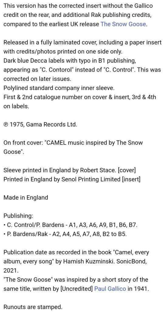 Camel - The Snow Goose - 1975.  (LP). 12. Vinyl. Пластинка. England. - фото фото фото 10