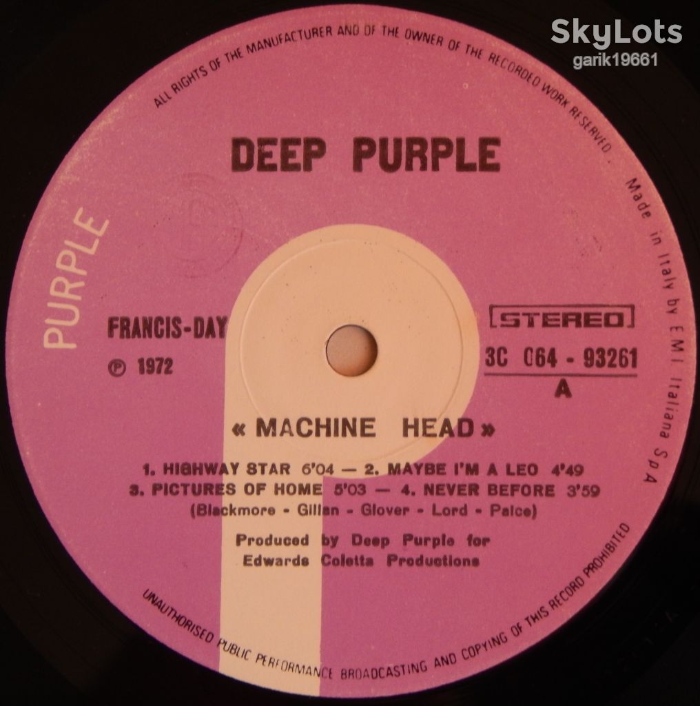 Deep Purple – Machine Head   (Purple Records – 3C 064-93261, Italy) EX+/EX+ - фото фото фото 3