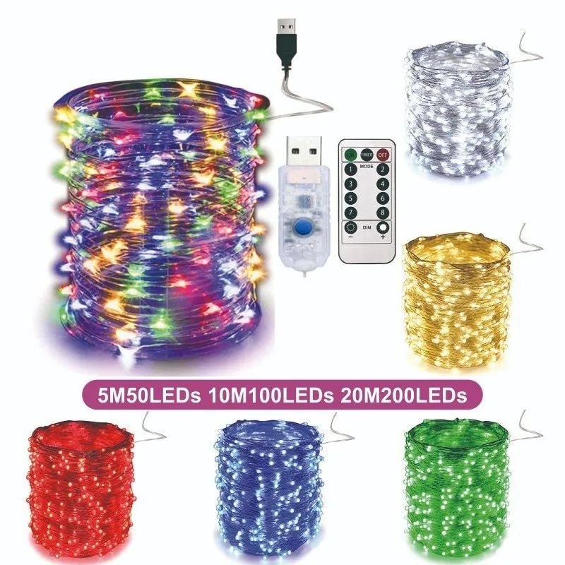 Led usb гірлянда 10м 100ламп різнокольорова з ду пультом - фото фото фото 7