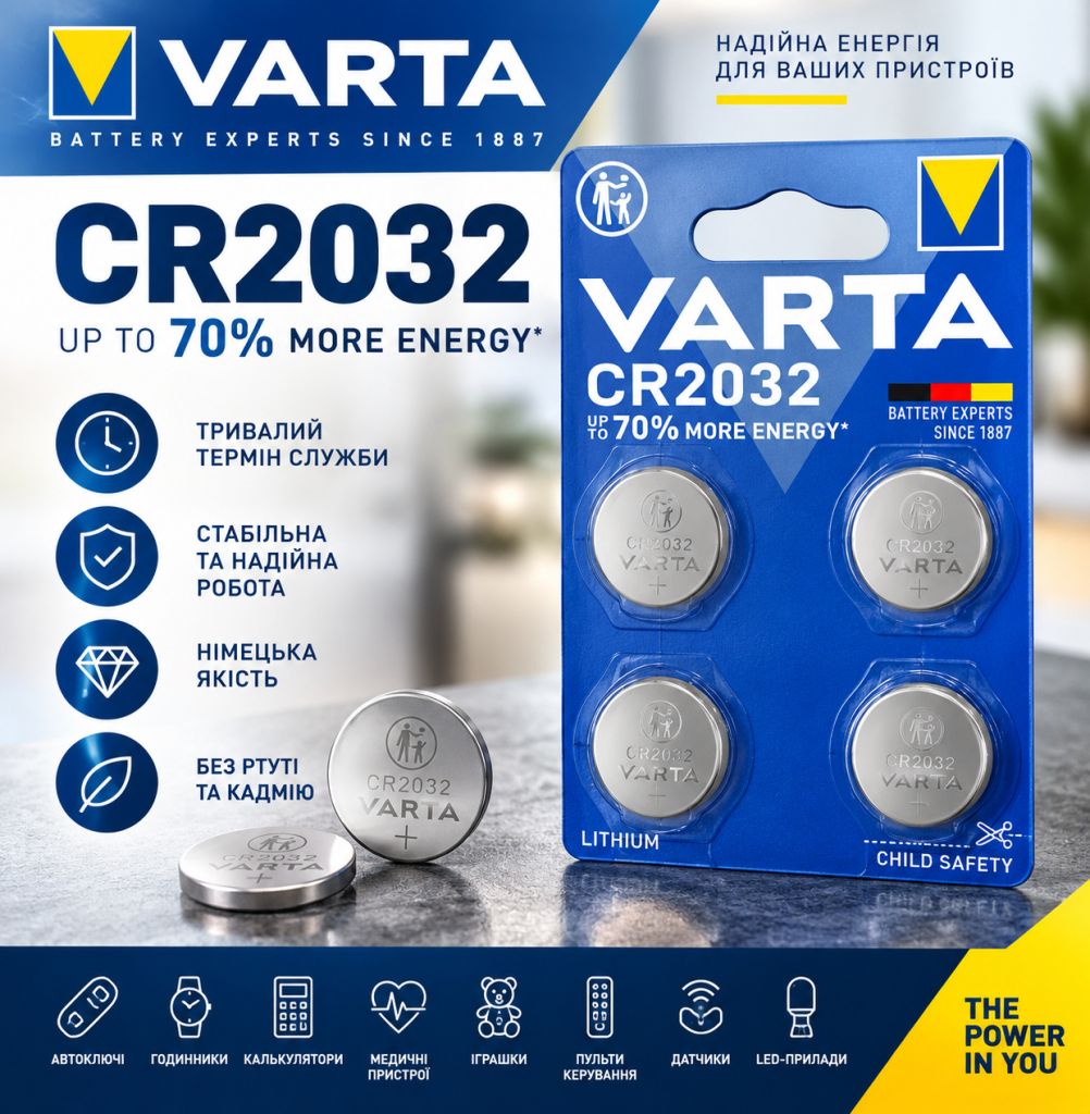 набір літієвих батарейок-таблеток Varta CR2032. - фото фото фото 0