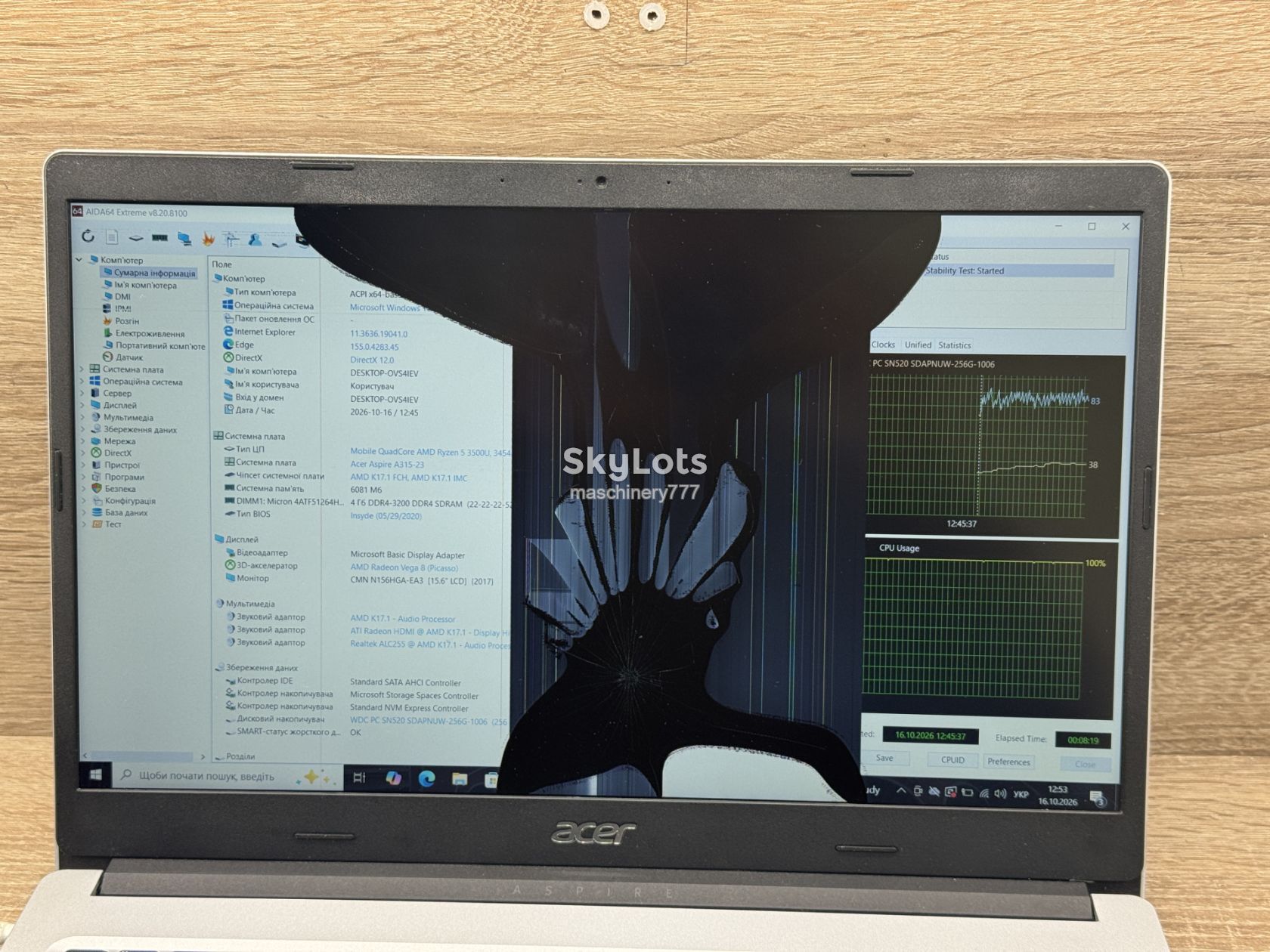 ноутбук Acer Aspire a315-23-amd Ryzen 5-3500u-8gb ram ddr4-№ss238 - фото фото фото 9