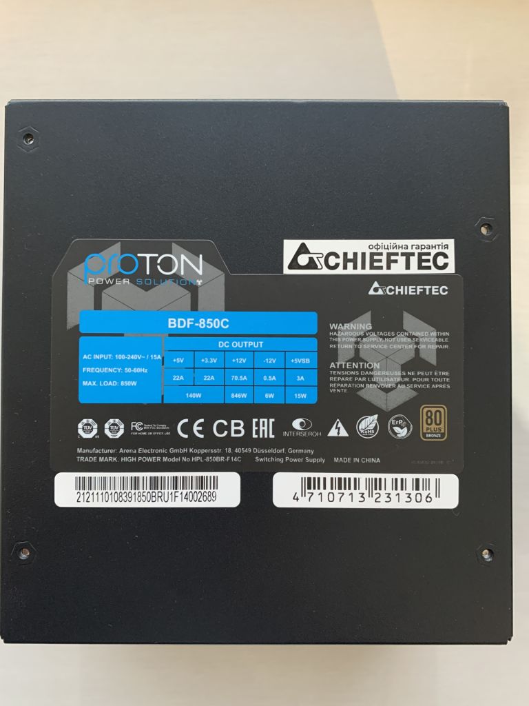 Блок живлення CHIEFTEC Proton 850W     (BDF-850C) - фото фото фото 6