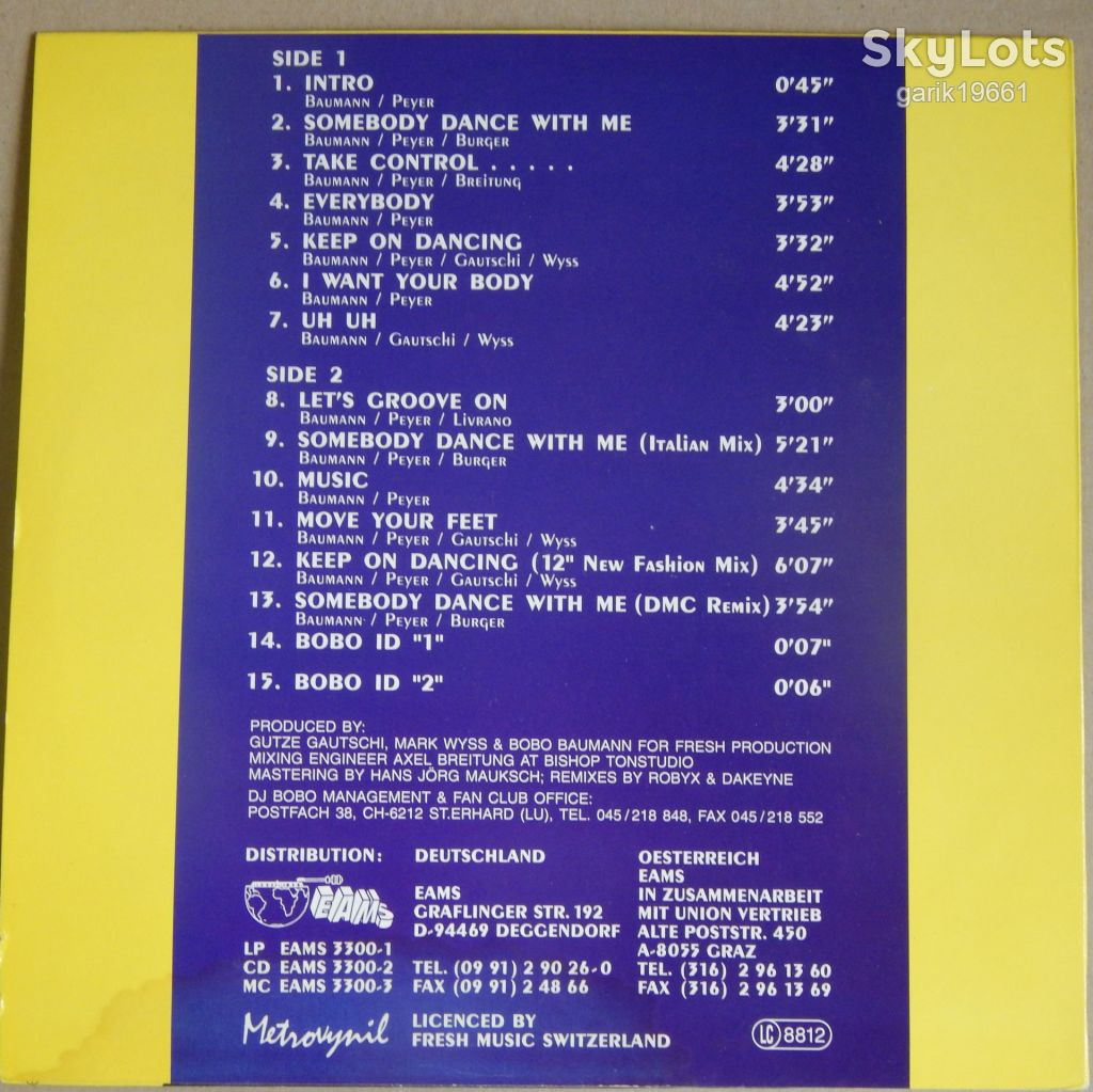 DJ BoBo – Dance With Me  (EAMS – EAMS 3300-1, Picture Disc, Germany) EX+/NM- - фото фото фото 1