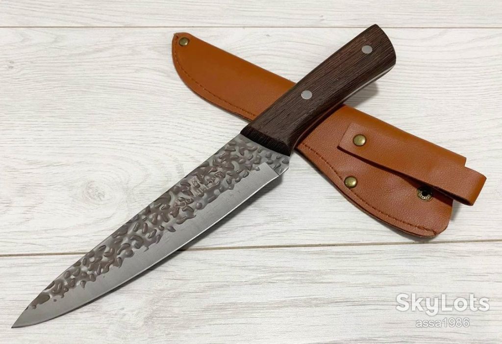 Кухоний ніж Sonmelony Knife 30см для нарізки м'яса,риби,овочів в чехлі з екошкіри - фото фото фото 0