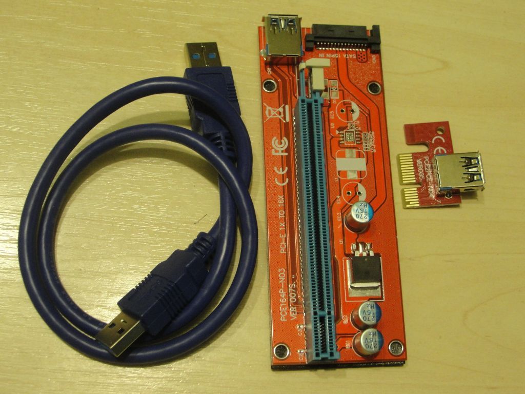 Райзер Molex - VER. 008S,Райзер Sata VER. 007S       (красные) - фото фото фото 1
