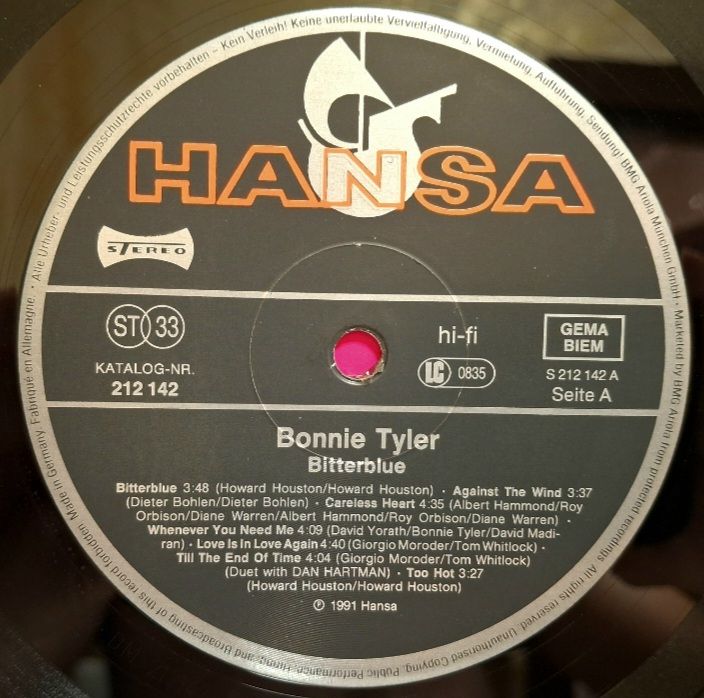 Bonnie Tyler - Bitterblue - 1991.   (LP). 12. Vinyl. Пластинка. Germany. - фото фото фото 4