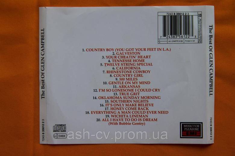 Музичний диск CD. The best of CLEN CAMPBELL 1995 - фото фото фото 1