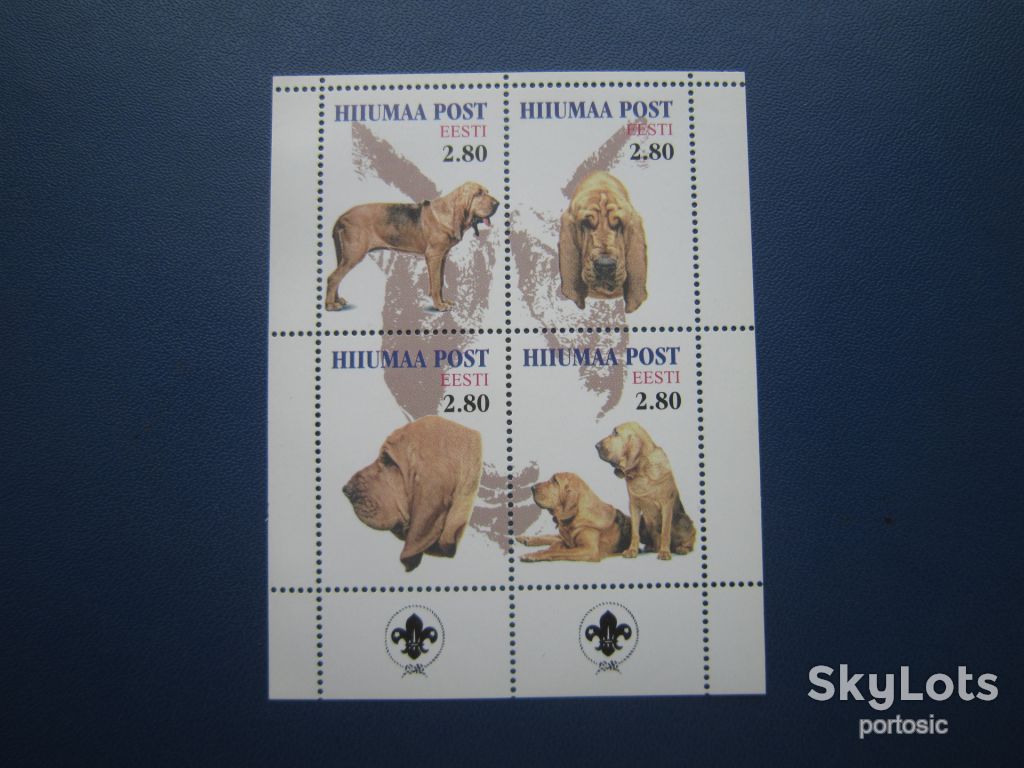 4 марки квартблок Естонія фауна собака бдадхаунд MNH - фото фото фото 0
