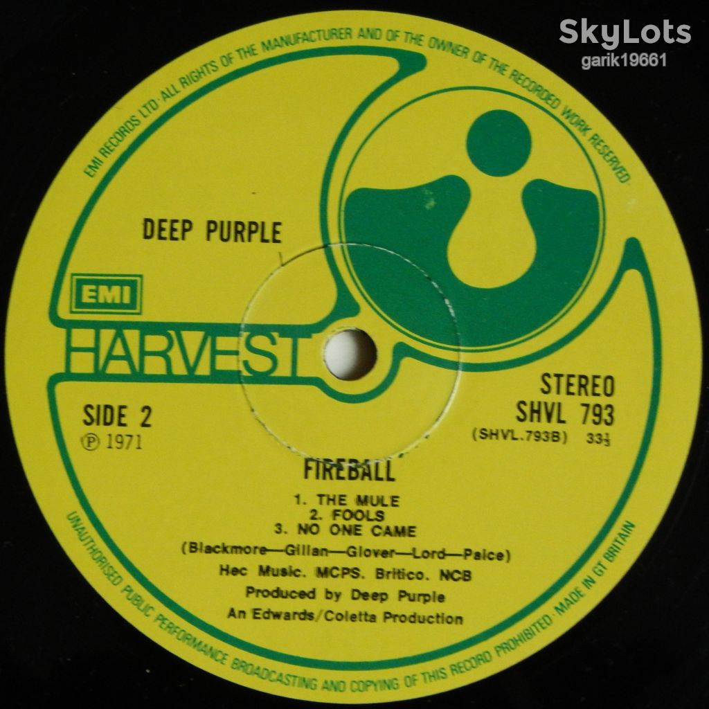 Deep Purple – Fireball   (Harvest – SHVL 793, UK) EX+/NM- - фото фото фото 4