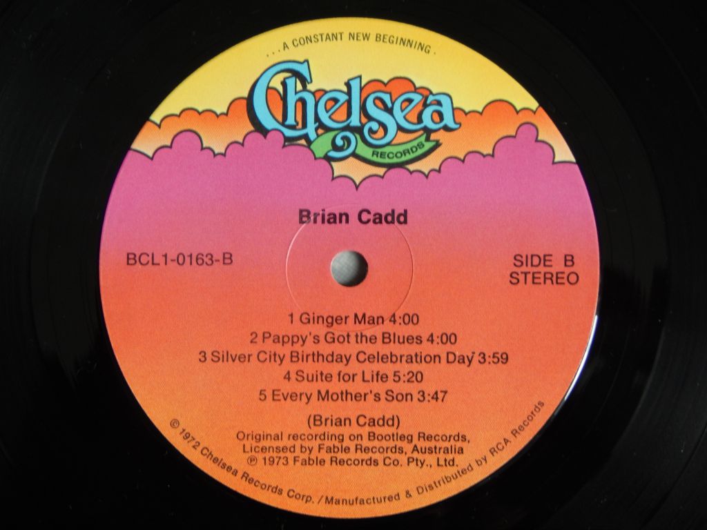 Brian Cadd ‎– Brian Cadd 1973   (Chelsea Records ‎– BCL1-0163, US) EX+/EX+ - фото фото фото 3