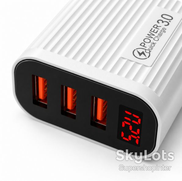 Зарядное устройство 220В 3.0А 12Вт 5В USBx3 QC3.0 Quick Charger LCD 36-2S - фото фото фото 3