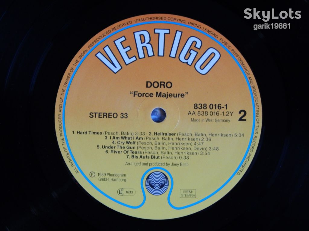 Doro – Force Majeure   (Vertigo – 838 016-1, Germany) insert NM-/NM- - фото фото фото 4