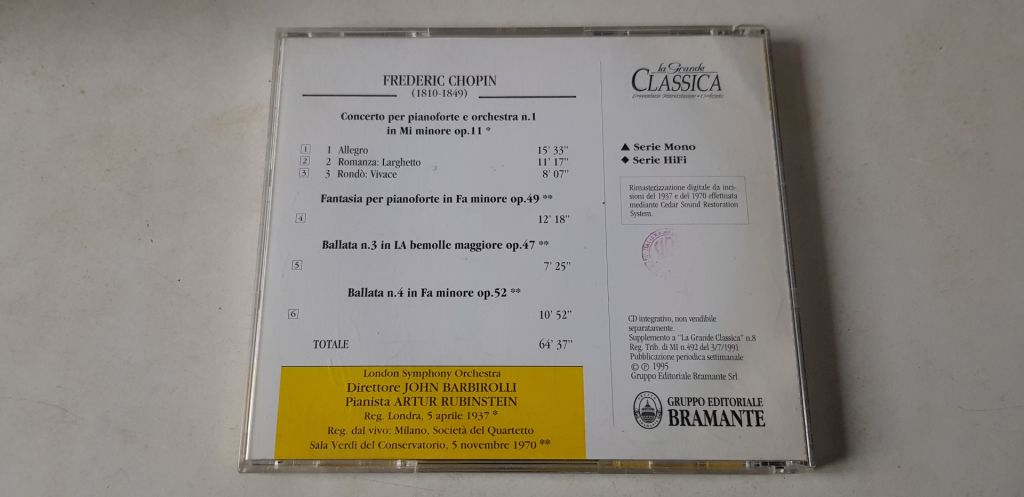 Chopin Concerto Per Pianoforte n.1 CD фірмовий - фото фото фото 1