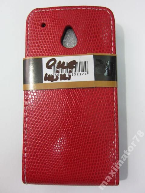 ЧЕХОЛ-КНИЖКА CASE HTC One M7 mini КРАСНЫЙ КРОКО - фото фото фото 1