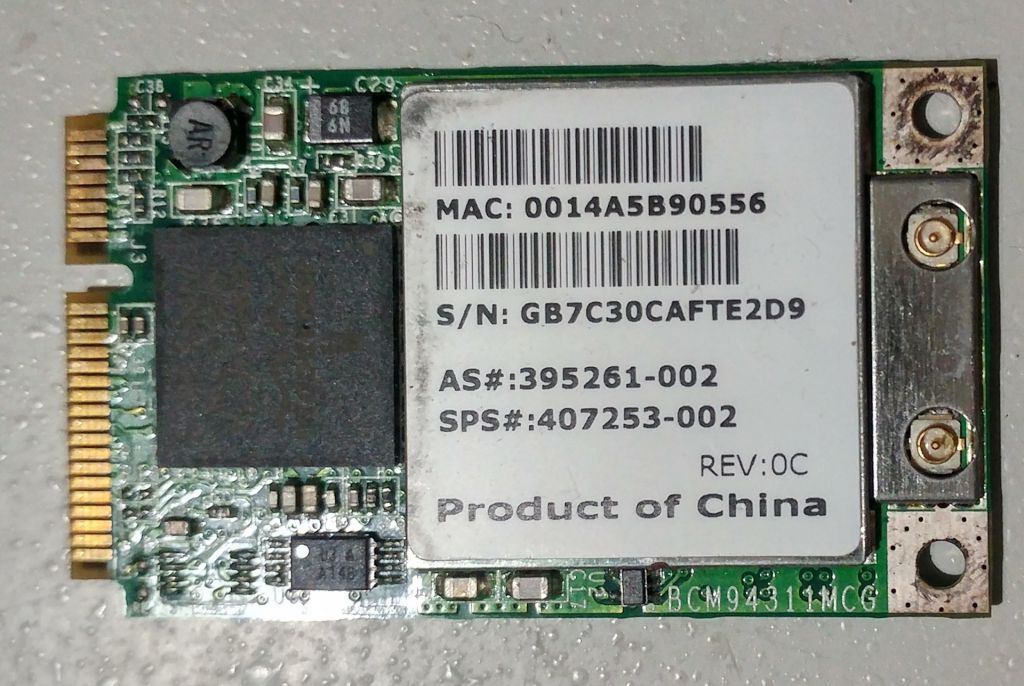 Адаптер Mini PCI-E WiFi Broadcom BCM94311MCG 802.11 B/G 54 Mbit - фото фото фото 1