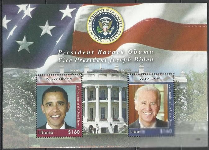 Либерия 2008 Президент США Барак Обама вице-президент Джо Байден бл. - фото фото фото 0