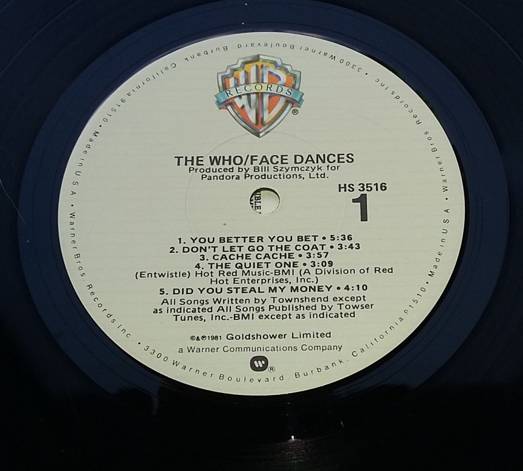 THE WHO Face Dances LP Disc:VG+ /EX Cover:EX - фото фото фото 2