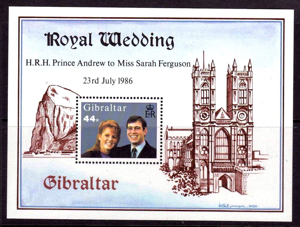 Гибралтар 1986 г  MNH - блок - Принц Эндрю и Сара Фергюсон - - фото фото фото 0