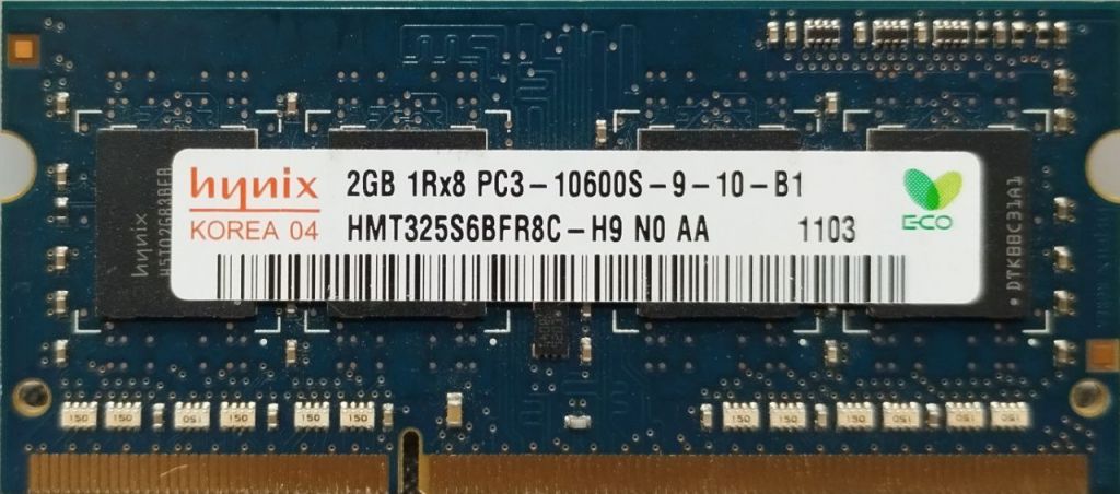 Модуль пам'яті SODIMM HYNIX 2GB 1Rx8 PC3-10600S-9-10-B1 - фото фото фото 0