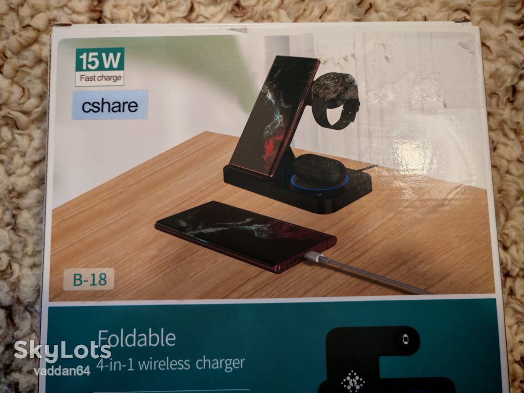 бездротової док-станції Foldable 4-in-1 wireless charger   (Модель: B-18) SAMSUNG S8 - S27Ultra - фото фото фото 0