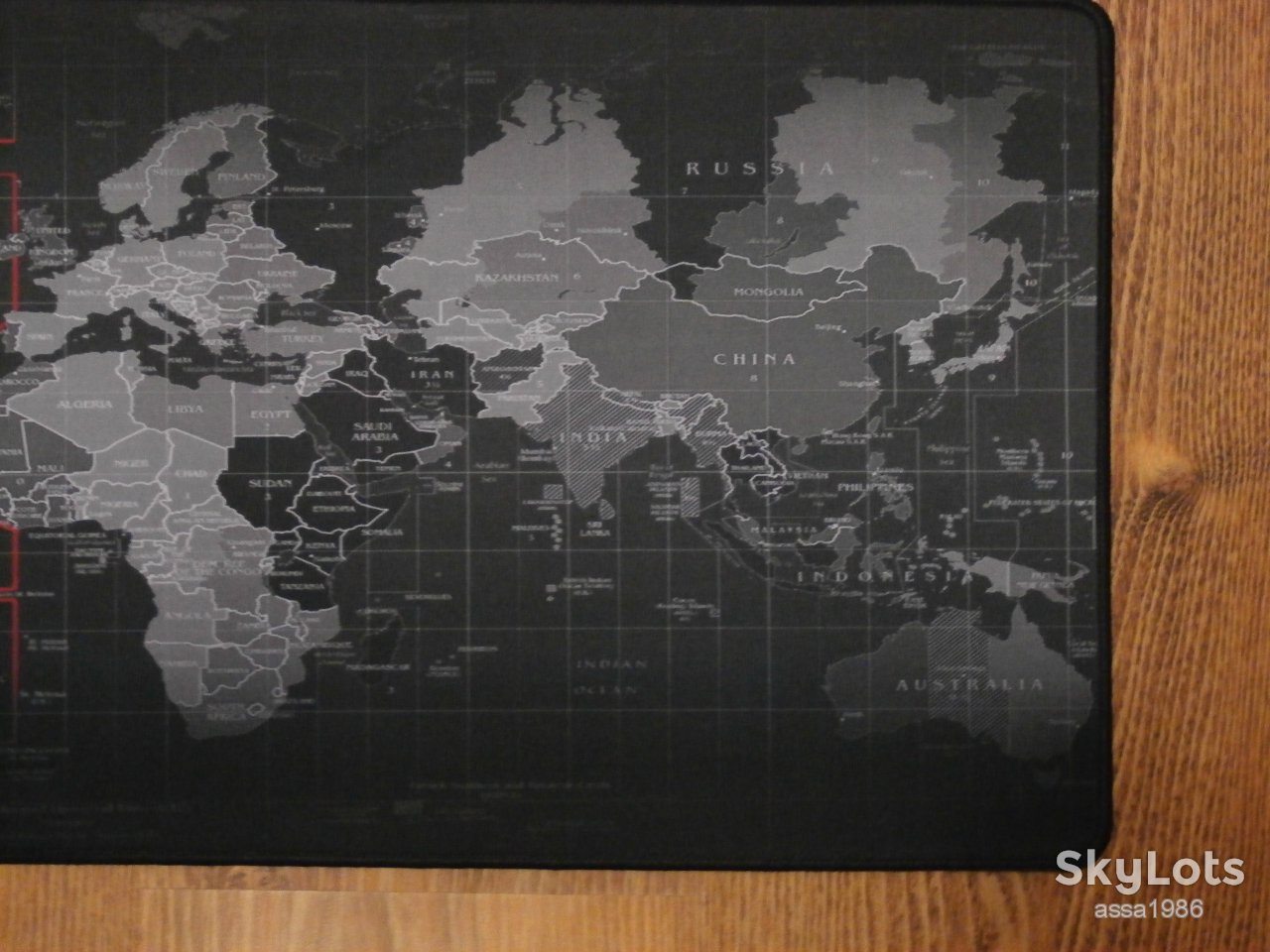 КОВРИК ДЛЯ МЫШИ 70*30 BLACK MAP     (КАРТА МИРА) - фото фото фото 1
