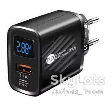 ЗАРЯДНИЙ ПРИСТРІЙ ! ШВИДКА ЗАРЯДКА ! 20W ! LED ЕКРАН ВОЛЬТМЕТР-АМПЕРМЕТР ! QC 3.0 ! USB + PD 2.0 ! - фото фото фото 0
