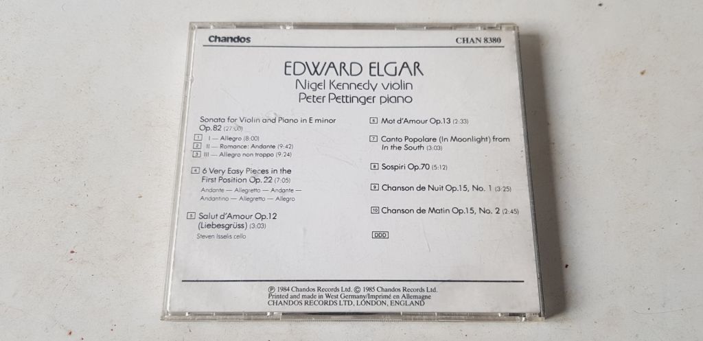 Elgar Sonata For Violin And Piano CD фірмовий - фото фото фото 1