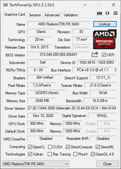 Dell AMD Radeon R5 340x 2Gb DDR3 0X0CVJ DVI+DP - фото фото фото 1