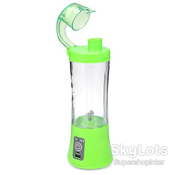 Аккумуляторный мини-блендер на 400мл Juicer NG-01, 2000мАч, USB, Зеленый / Блендер-шейкер с PowerBank - фото фото фото 4