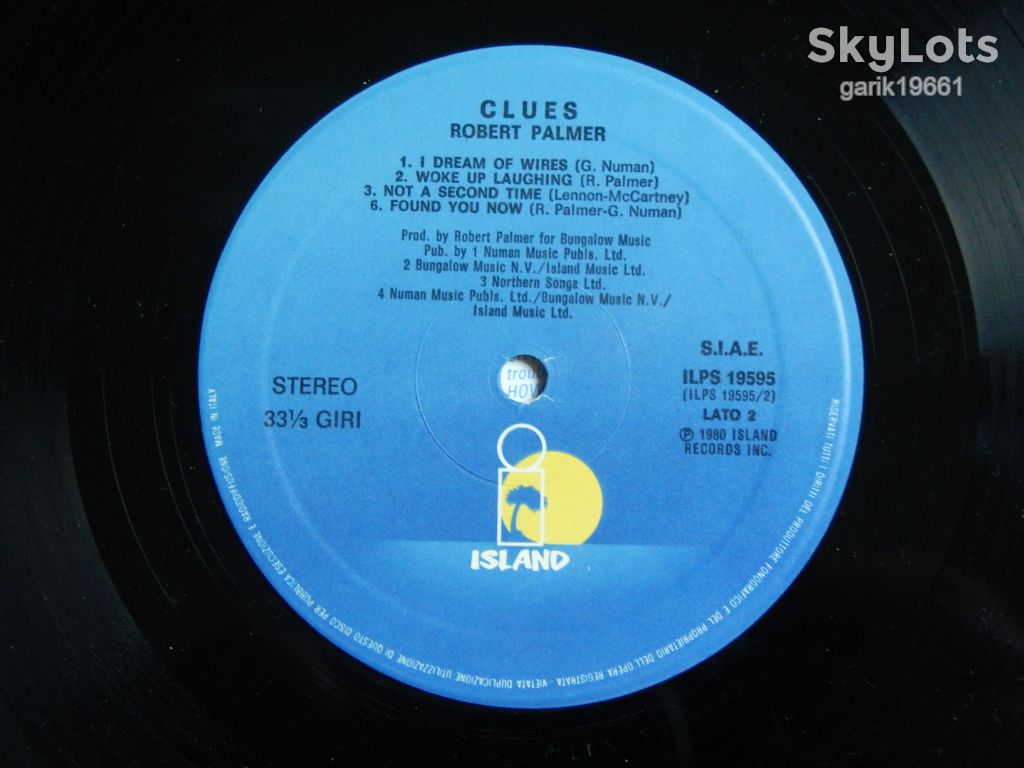 Robert Palmer ‎– Clues   (Island Records ‎– ILPS 19595, Italy) insert EX+/NM- - фото фото фото 4