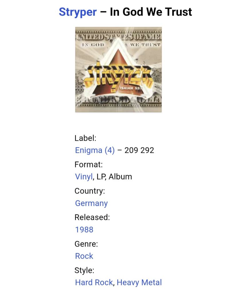 Stryper - In God We Trust - 1988.   (LP). 12. Vinyl. Пластинка. Germany. - фото фото фото 6