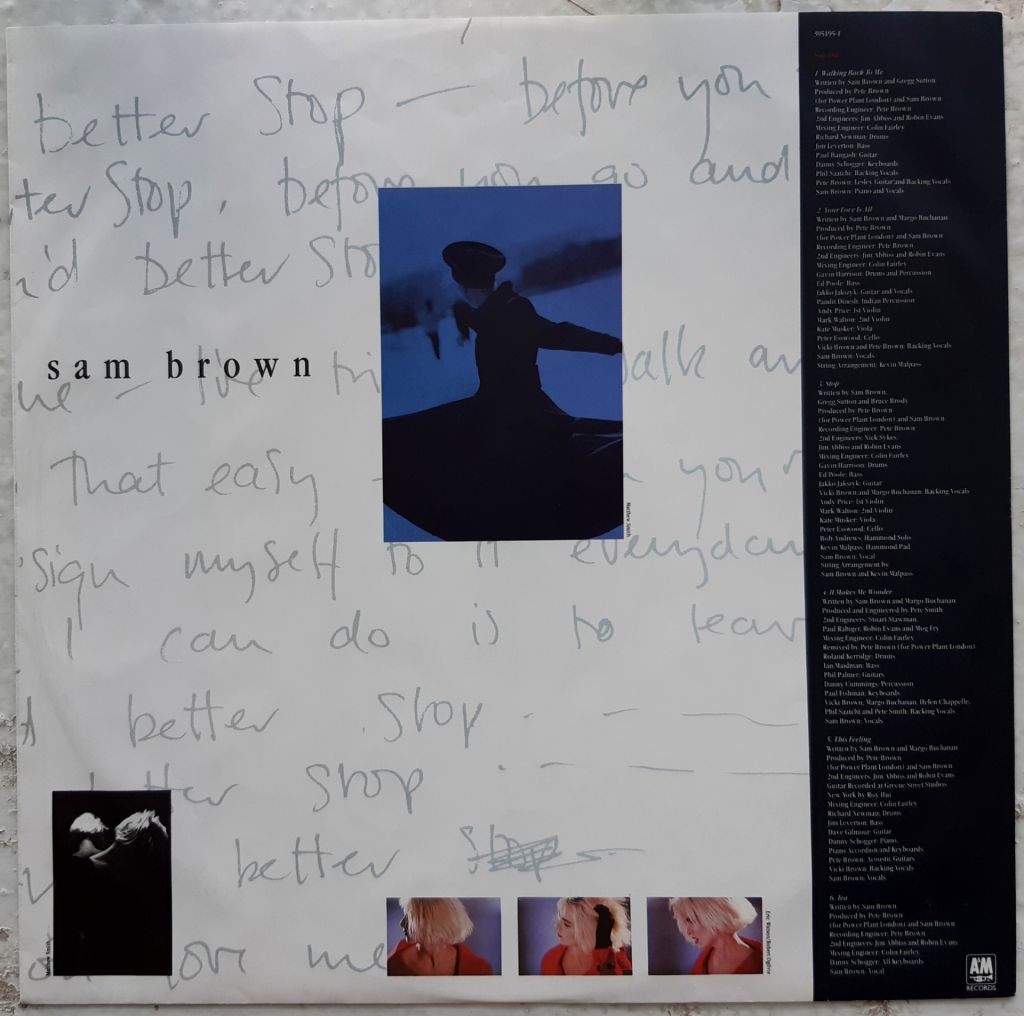 Sam Brown - Stop - 1988.   (LP). 12. Vinyl. Пластинка. Germany. Комплект - фото фото фото 3