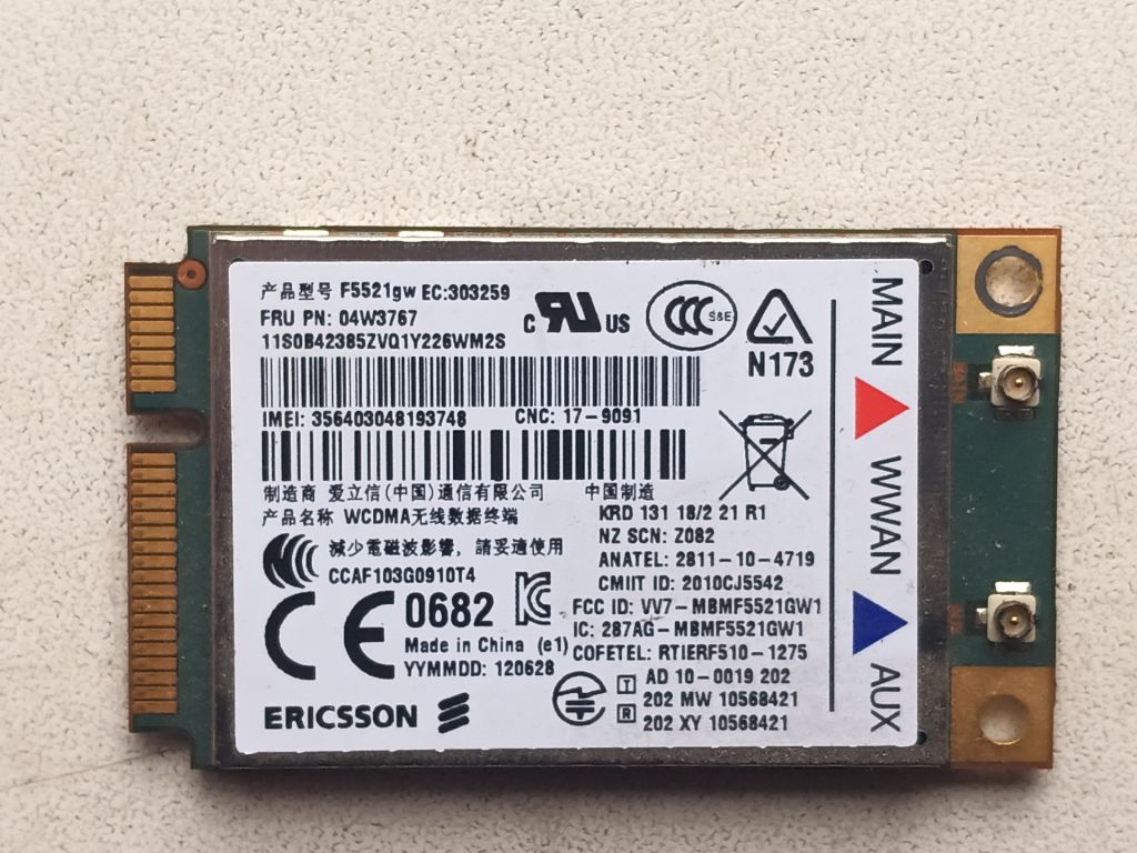 Б/У 3G модуль Ericsson F5521gw на Lenovo X220 - фото фото фото 0