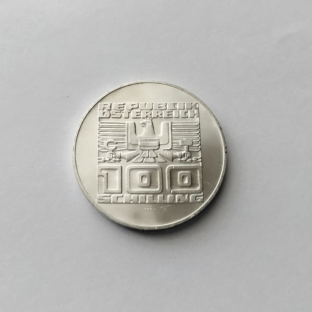 100 ШИЛЛИНГОВ АВСТРИЯ 1975 состояние UNC!!! серебро РЕДКАЯ!!! - фото фото фото 1