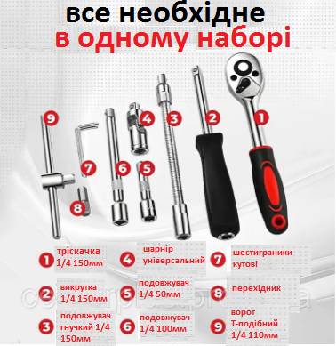 Автомобільний набір Інструментів Piece Tool Set на 46 Ручних Інструментів у Пластиковому Кейсі - фото фото фото 9