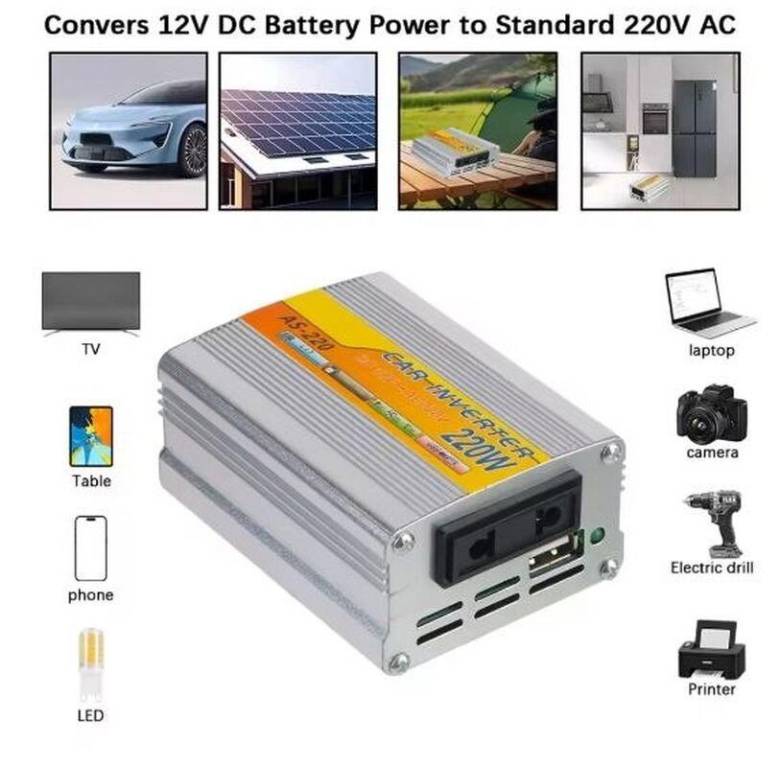 Преобразователь тока, напряжения, инвертор 220W, car inverter As-220 от аккумулятора 12V-220V - фото фото фото 4