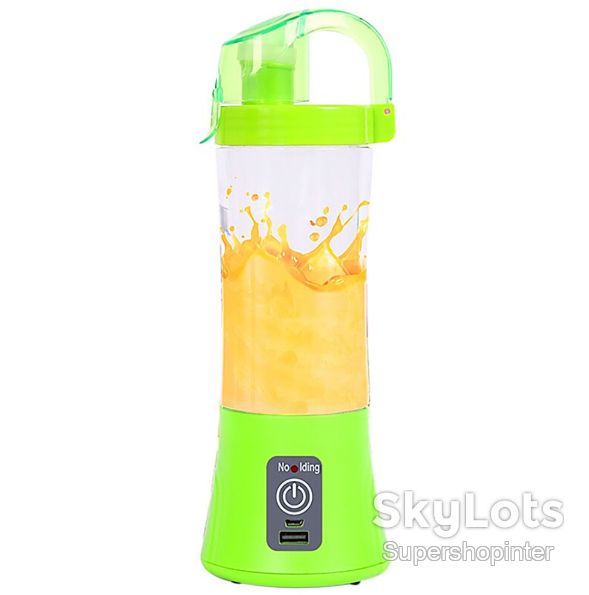 Аккумуляторный мини-блендер на 400мл Juicer NG-01, 2000мАч, USB, Зеленый / Блендер-шейкер с PowerBank - фото фото фото 2
