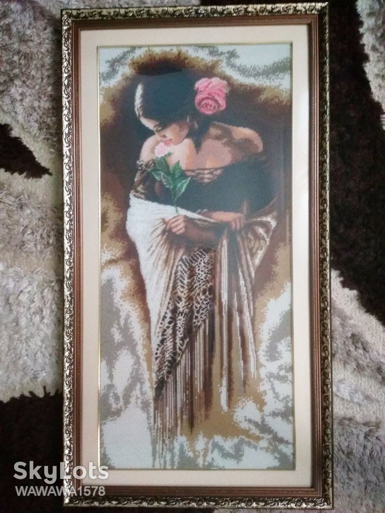 Картина Испанка с розой вышитая бисером - фото фото фото 0