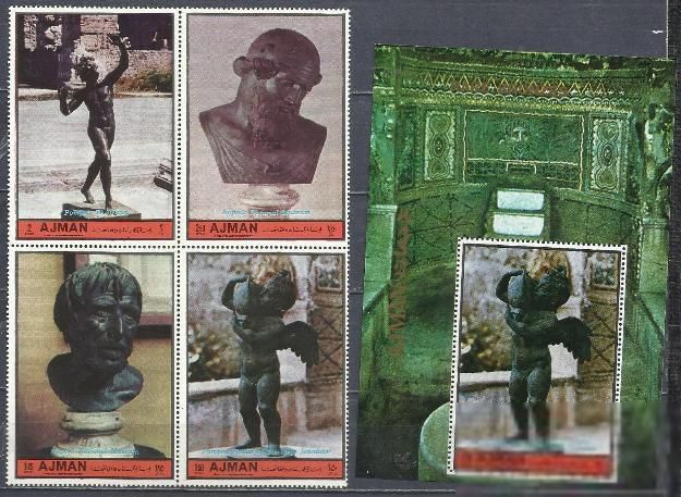 Аджман 1972 искусство античная бронза 4м.бл. - фото фото фото 0