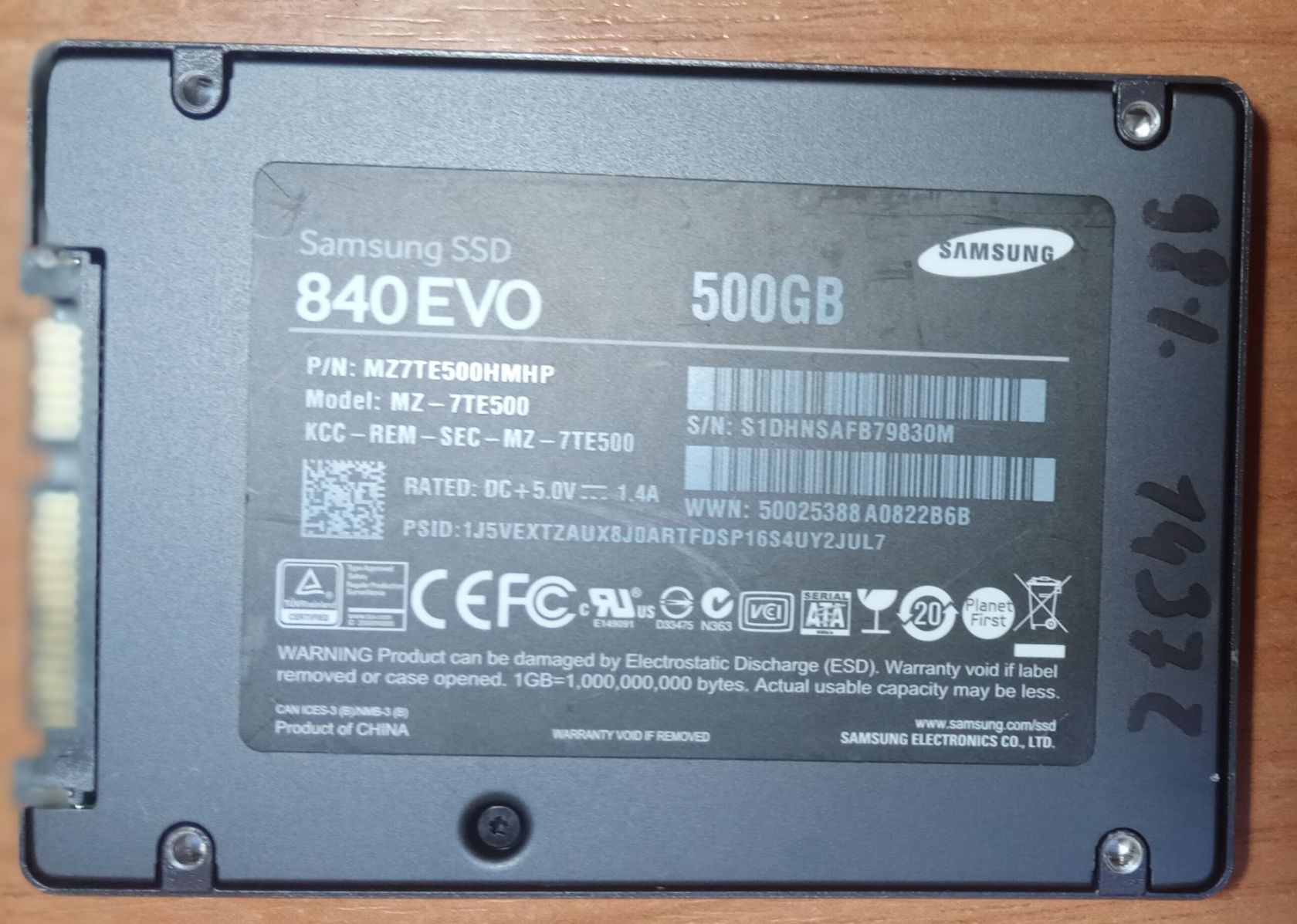 SSD накопичувач Samsung 840 EVO 500GB 2.5" SATA III  (MZ-7TE500) — Чудовий стан - фото фото фото 1