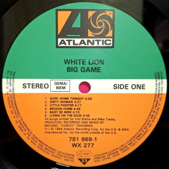 White Lion - Big Game - 1989.  (LP). 12. Vinyl. Пластинка. Europe. - фото фото фото 4