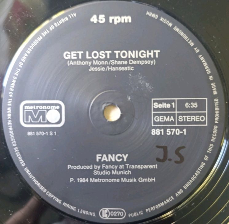 Fancy - Get Lost Tonight - 1984.  (EP). 12. Vinyl. Пластинка. Germany. - фото фото фото 2