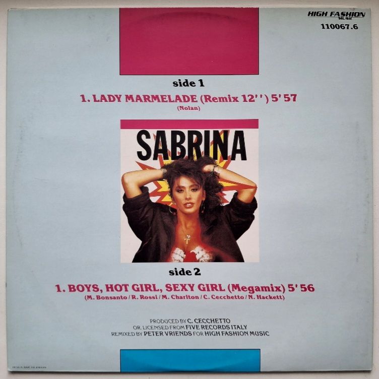 Sabrina - Lady Marmelade  (Remix) - 1988.  (EP). 12. Vinyl. Пластинка. Netherlands. - фото фото фото 1